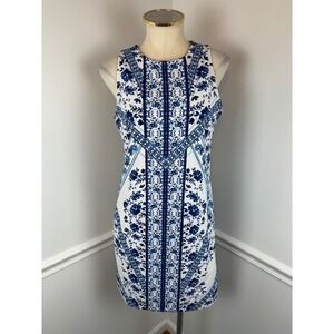 BANANA REPUBLIC Sleeveless Blue & White Floral Print Sheath Dress NWT | 6